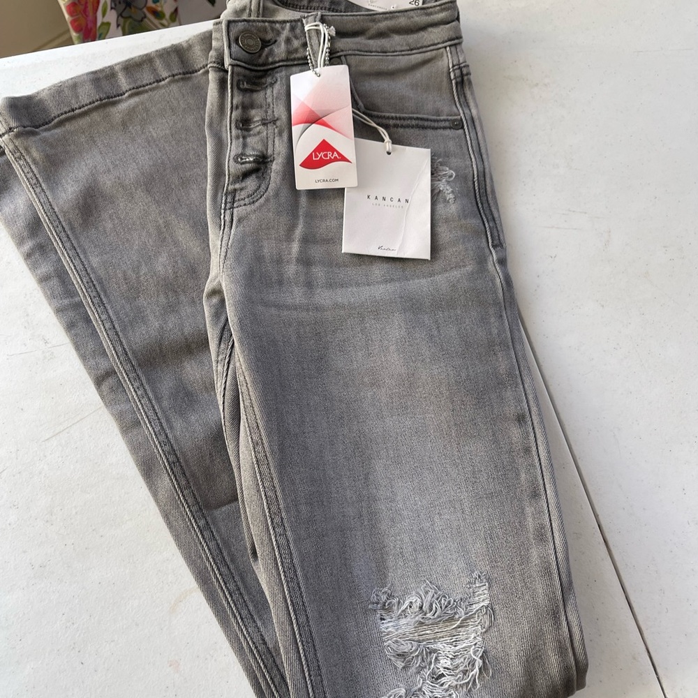KanCan Women's Distressed Gray Skinny Jeans